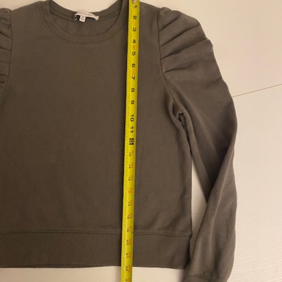 Rebecca Minkoff Puff Shoulder Long Sleeve Sweatshirt Olive Green Size XS - Picture 13 of 13